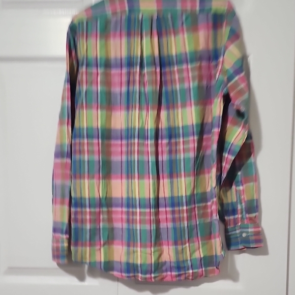 Vintage Hunt Club Casual Pink and Green Plaid Shirt - Picture 3 of 4